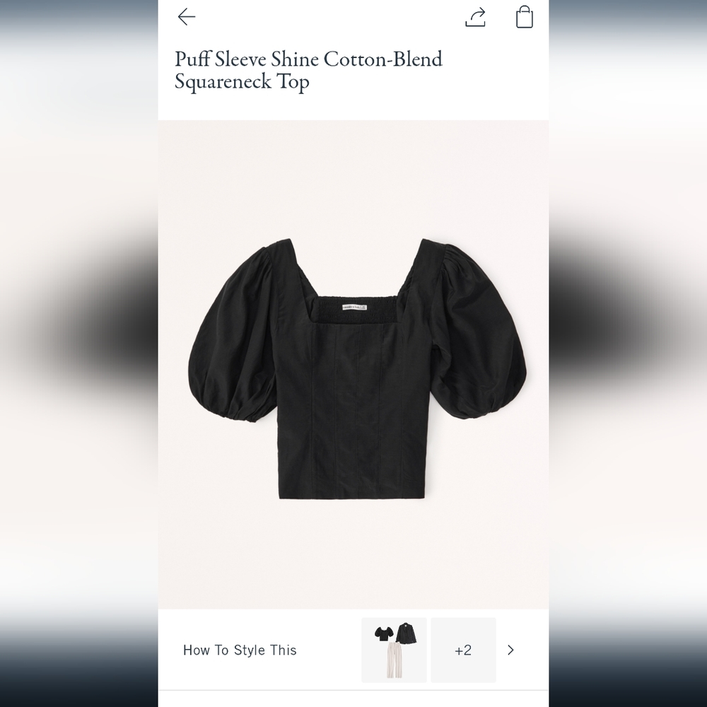 Abercrombie Puff Sleeve square neck top